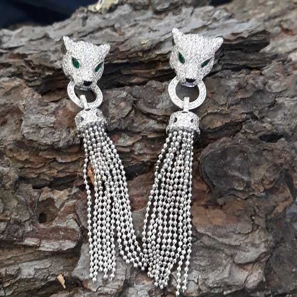 14K White Gold Coating Panther Necklace Set *101 - Picture 9 of 12